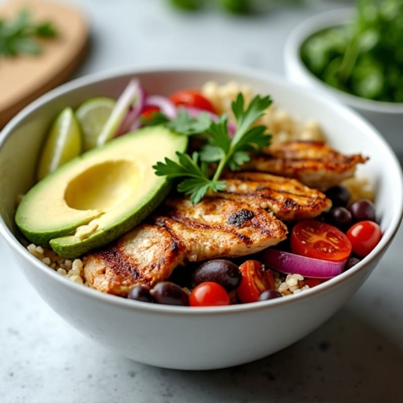 Loaded Black Bean Burrito Bowl with Creamy Avocado
