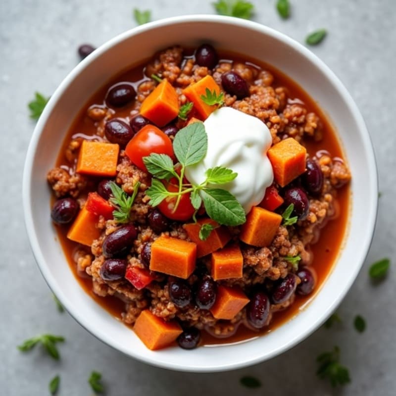 Smoky Black Bean Turkey Chili with Loaded Sweet Potato