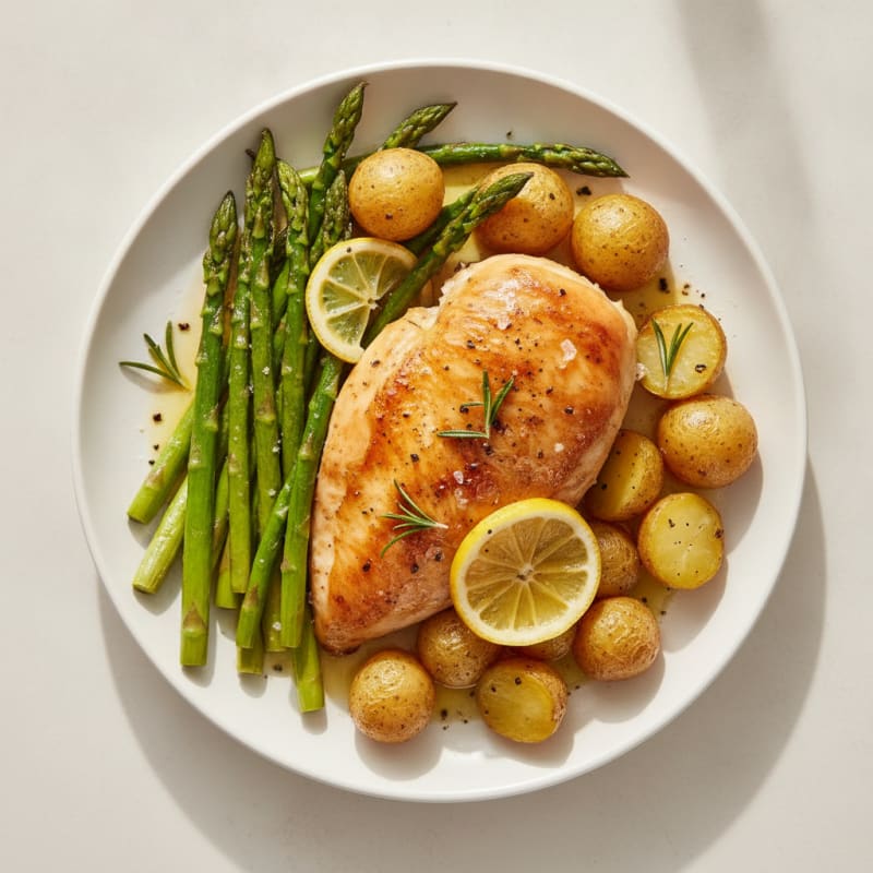 Lemon Herb Roasted Chicken with Asparagus