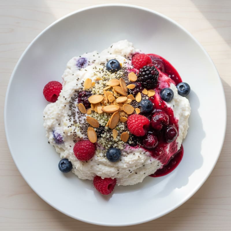Silky Greek Yogurt Protein Mousse with Mixed Berries