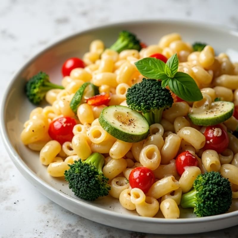 Creamy Cashew Alfredo Pasta with Roasted Vegetables