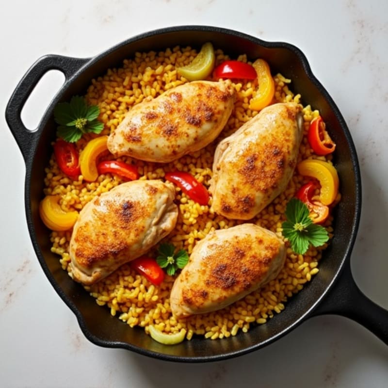 Saffron-Spiced Chicken and Yellow Rice Skillet