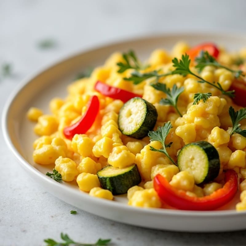 Creamy Scrambled Eggs with Sautéed Vegetables