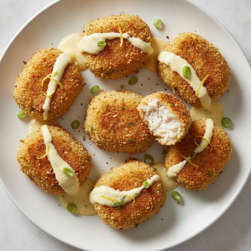 Golden Tilapia Croquettes with Lemon Aioli