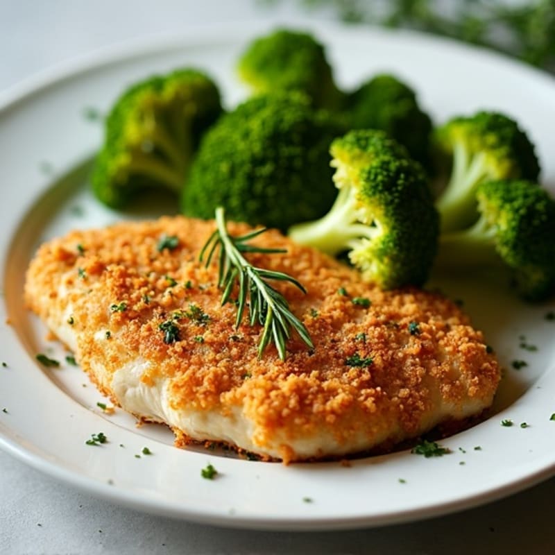 Crispy Herb-Crusted Chicken with Roasted Broccoli