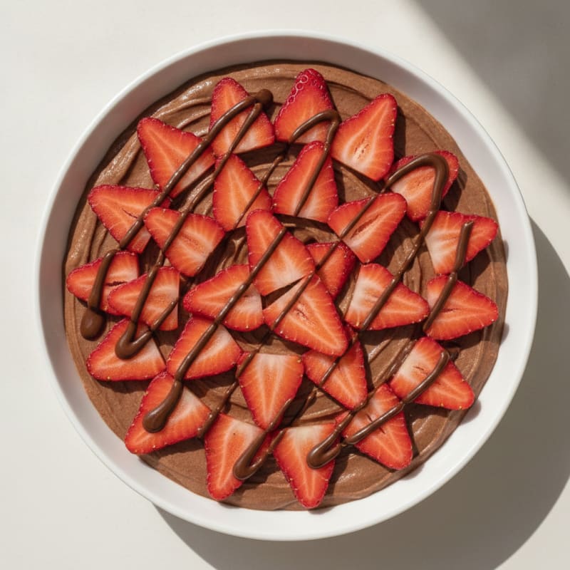 Chocolate Protein Mousse with Sliced Strawberries