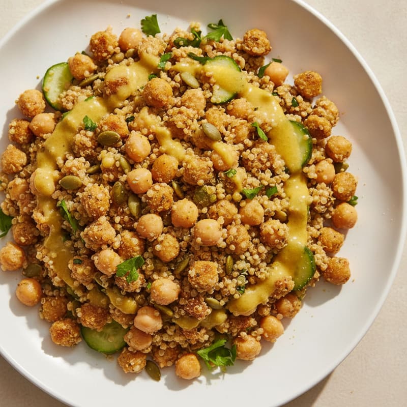 Chickpea and Quinoa Crunchy Salad with Pumpkin Seeds
