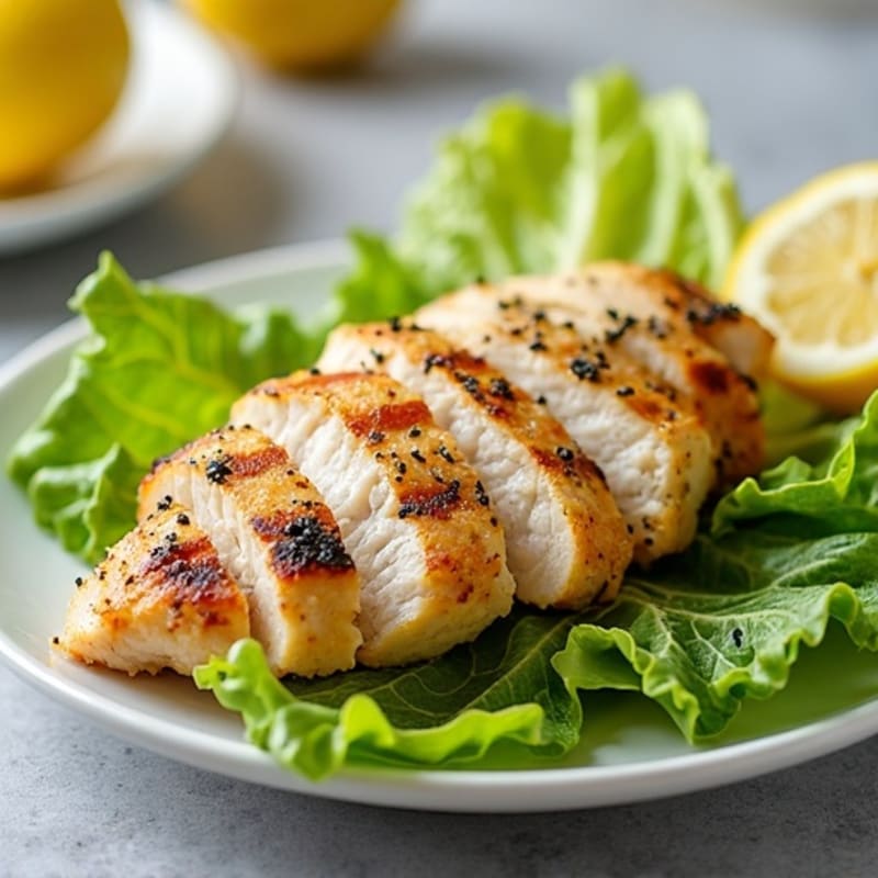 Grilled Chicken with Crispy Romaine and Creamy Garlic Caesar