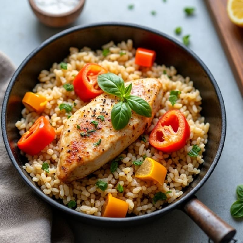 Citrus-Herb Skillet Chicken and Rice with Bell Peppers