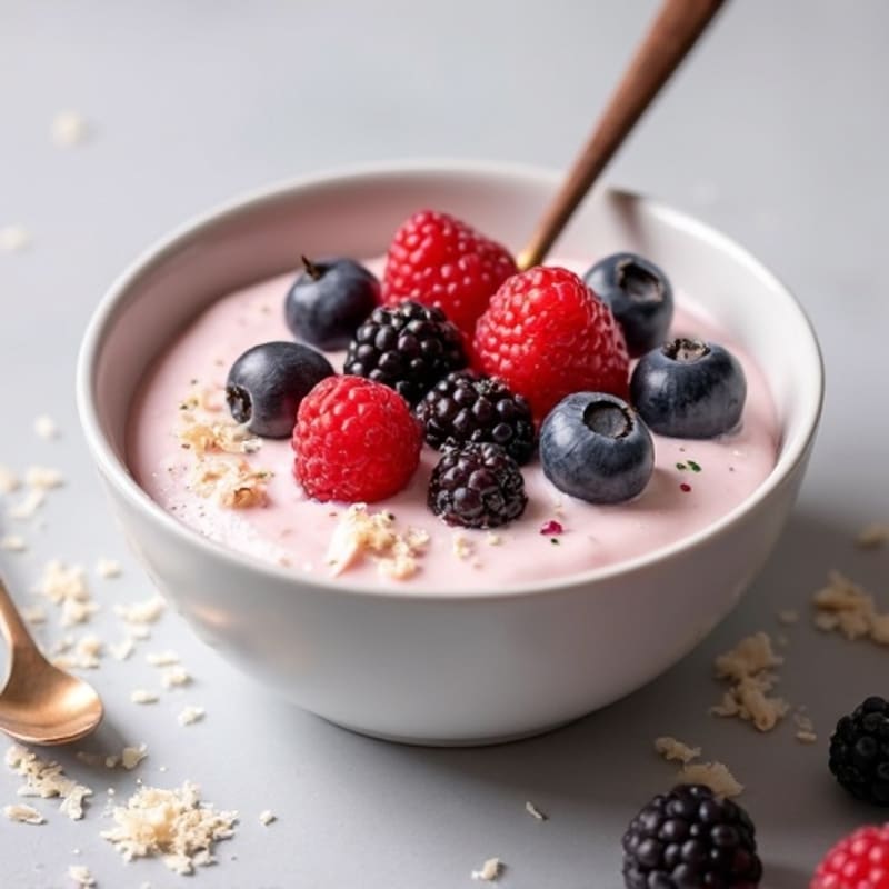 High-Protein Greek Yogurt Mousse with Mixed Berries