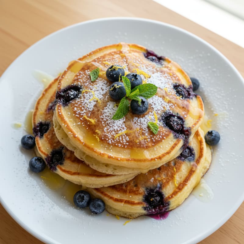 Blueberry Ricotta Pancakes with Lemon Zest