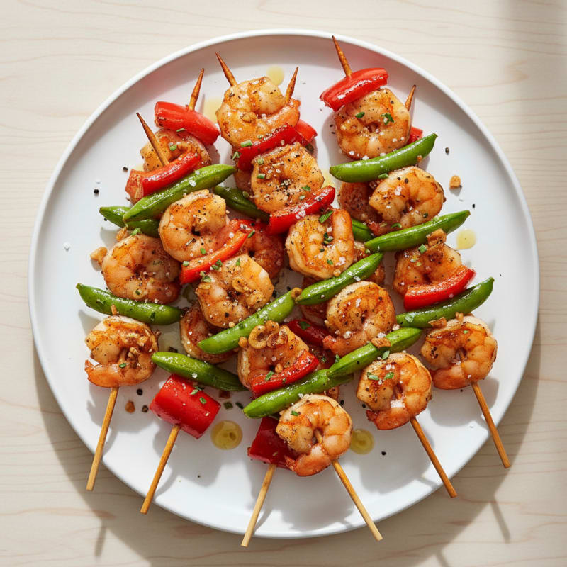 Caramelized Brown Sugar Garlic Shrimp Skewers