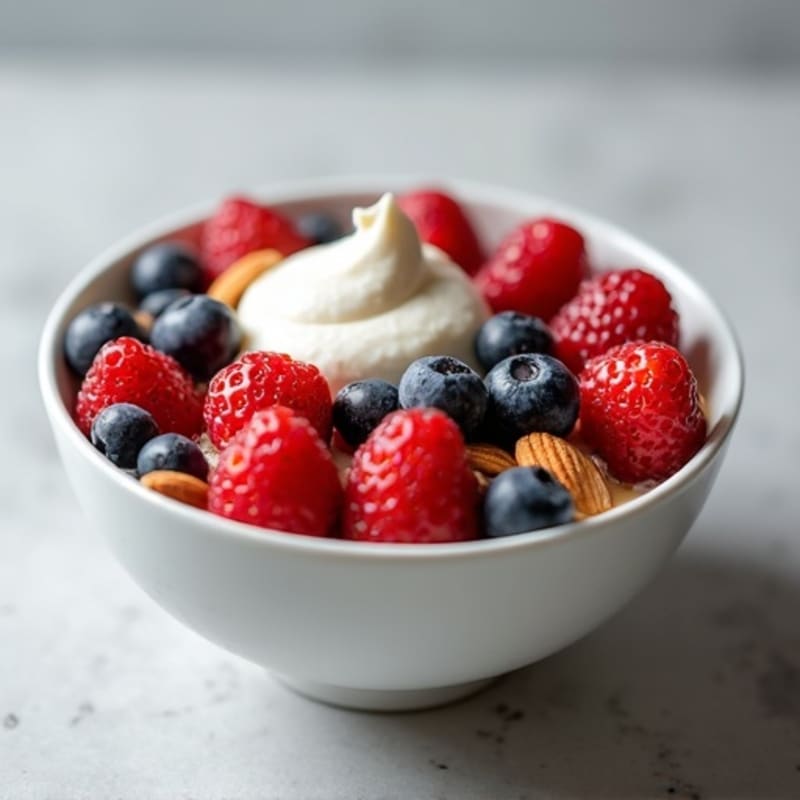 Greek Yogurt Protein Bowl with Mixed Berries and Almonds