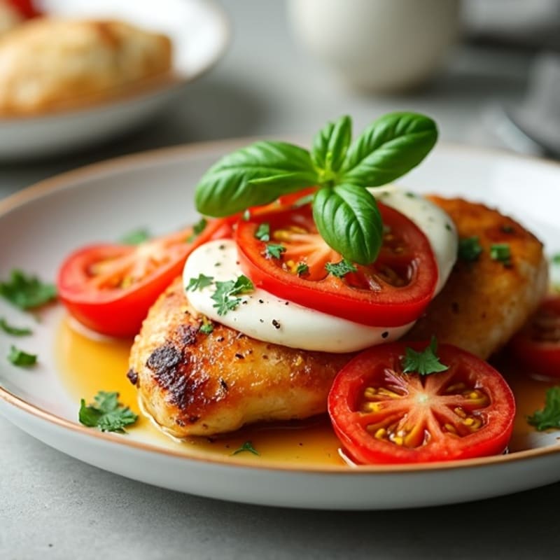 Roasted Chicken with Fresh Tomato, Basil, and Melted Mozzarella