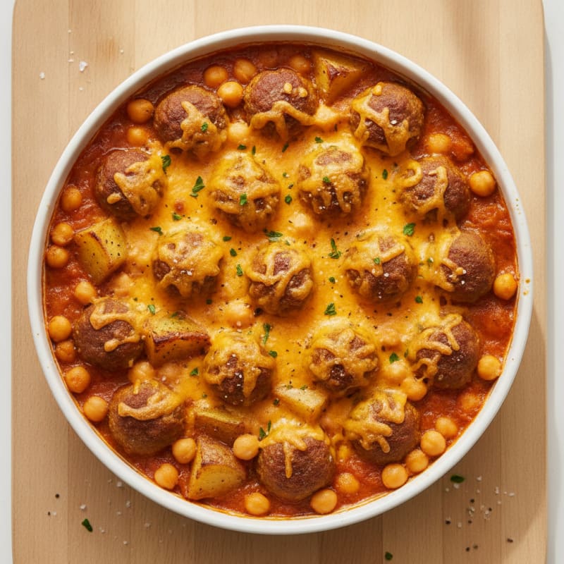 Quorn Meatball and Chickpea Tomato Bake