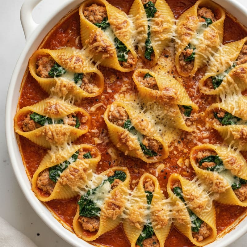 Baked Spinach Ricotta Stuffed Shells