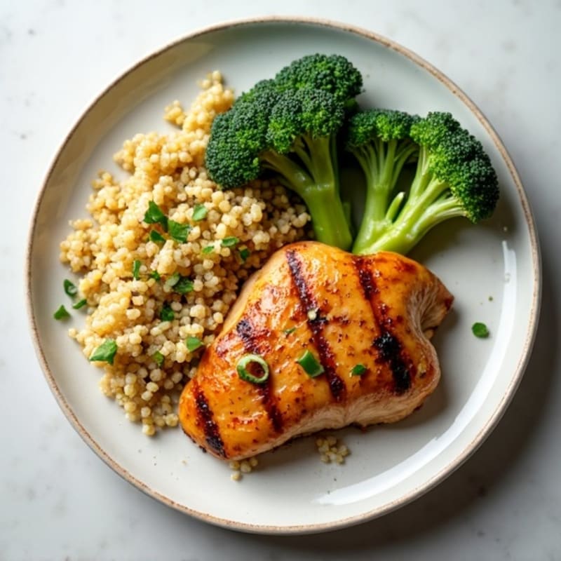 Grilled Chicken Breast with Roasted Broccoli and Quinoa
