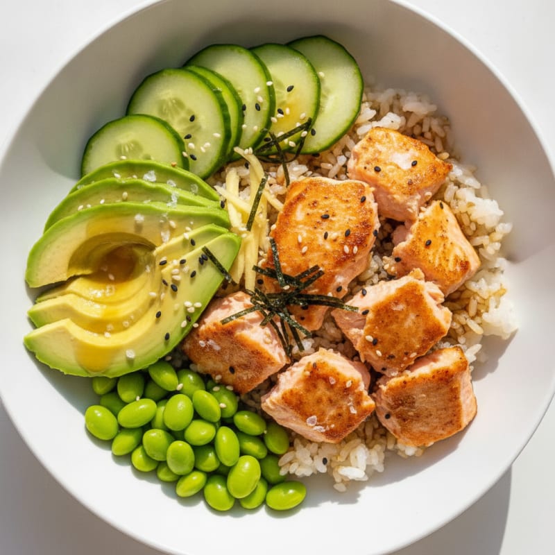 Salmon Sushi Rice Bowl with Avocado