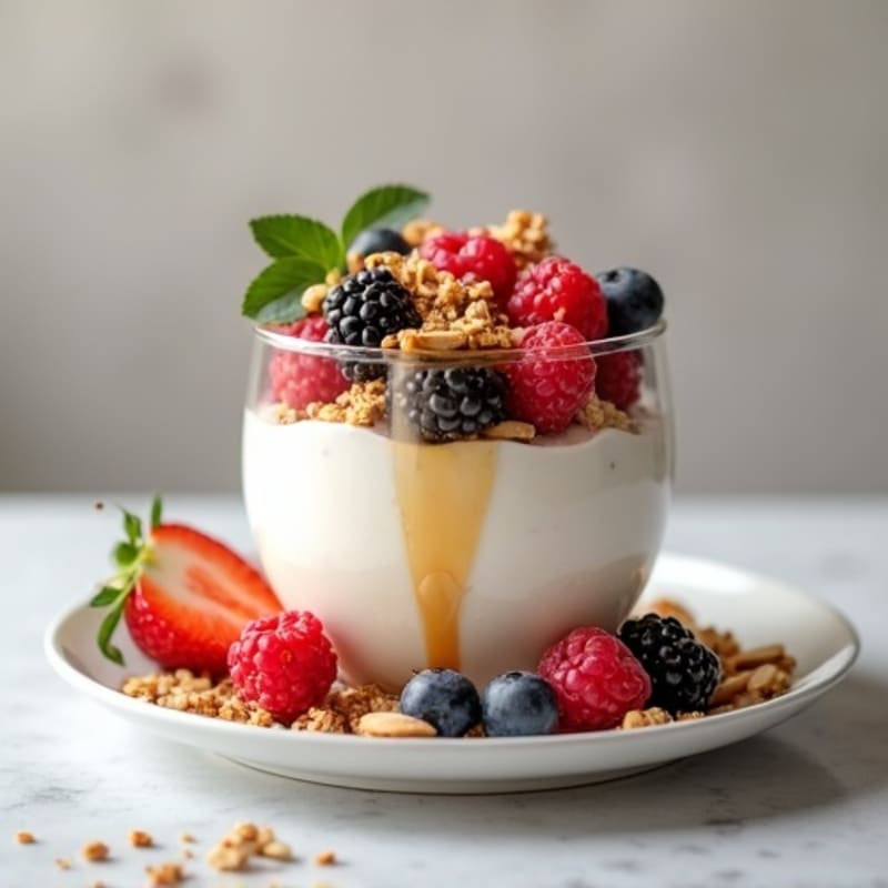 Creamy Greek Yogurt Parfait with Mixed Berries and Almonds