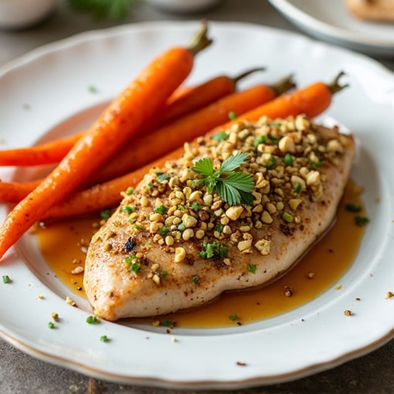 Pistachio-Crusted Chicken with Honey-Cinnamon Roasted Carrots
