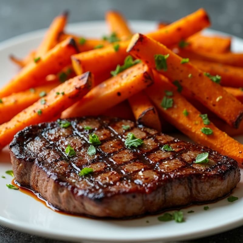 Grilled Steak and Sweet Potato Loaded Fries
