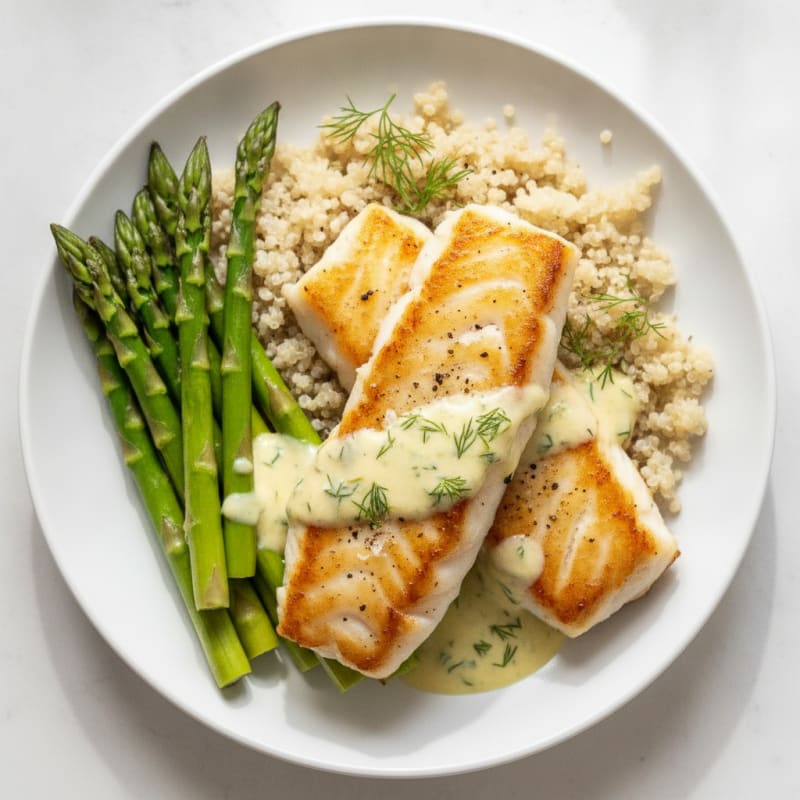 Pan-Seared Cod with Lemon-Dill Sauce