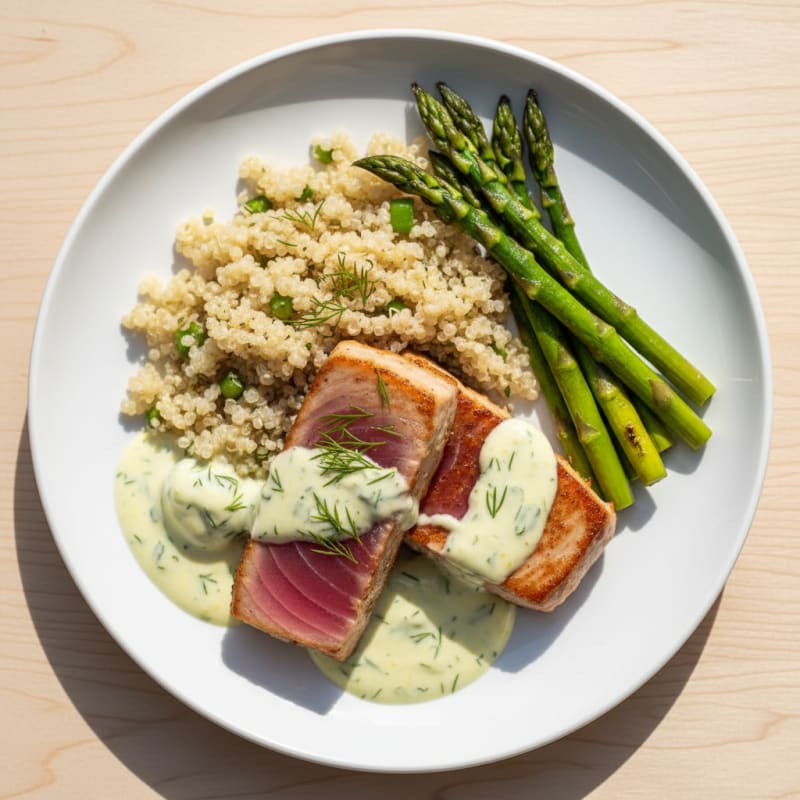 Pan-Seared Tuna with Lemon-Dill Sauce