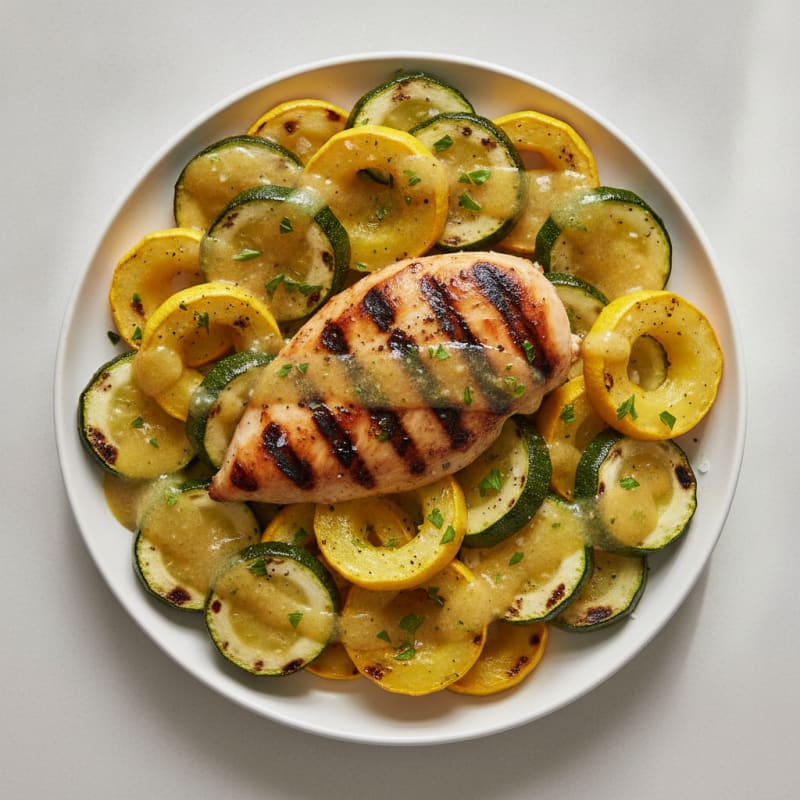 Grilled Lemon-Herb Chicken with Summer Squash