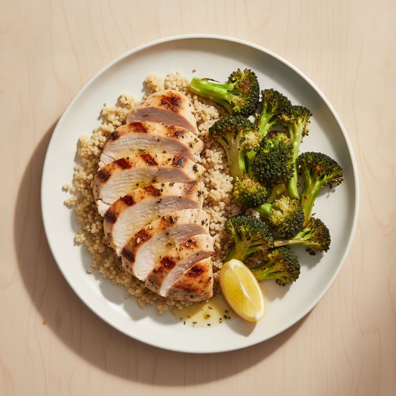 Grilled Turkey Breast with Quinoa and Roasted Broccoli