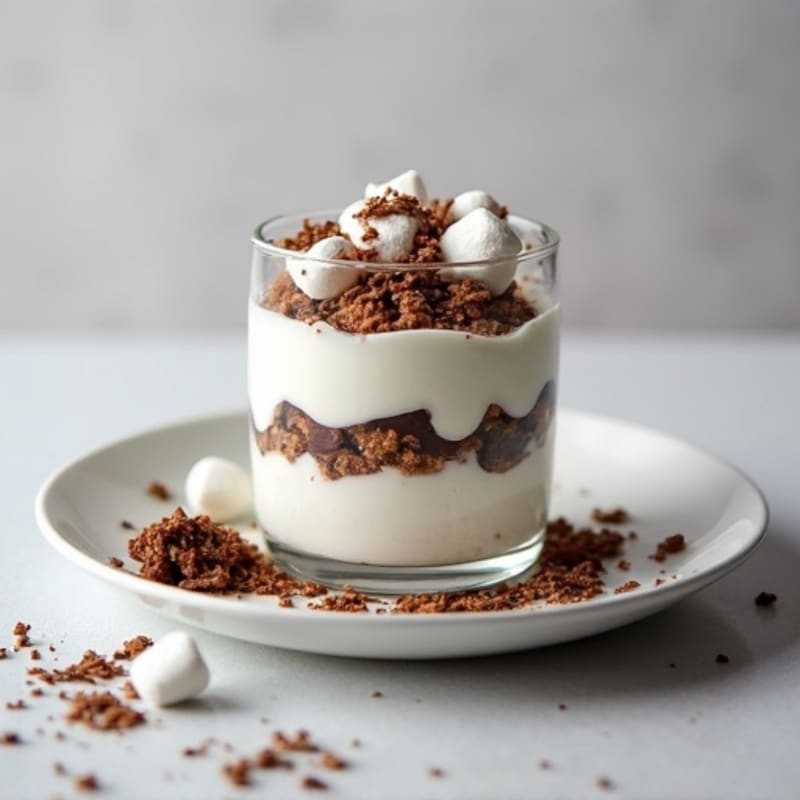 Protein Bar Parfait with Dark Chocolate, Marshmallows, and Greek Yogurt