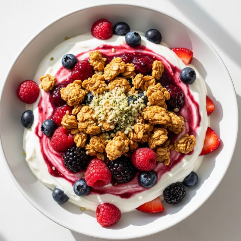 Creamy Greek Yogurt Parfait with Mixed Berries and Protein Granola