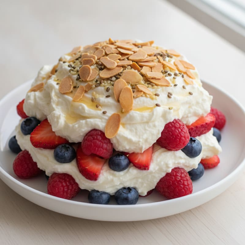 Greek Yogurt Protein Parfait with Mixed Berries and Almonds