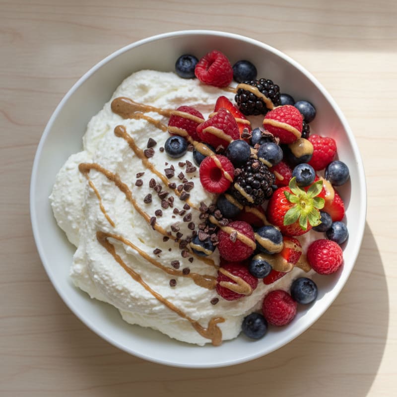 Greek Yogurt Protein Mousse with Mixed Berries