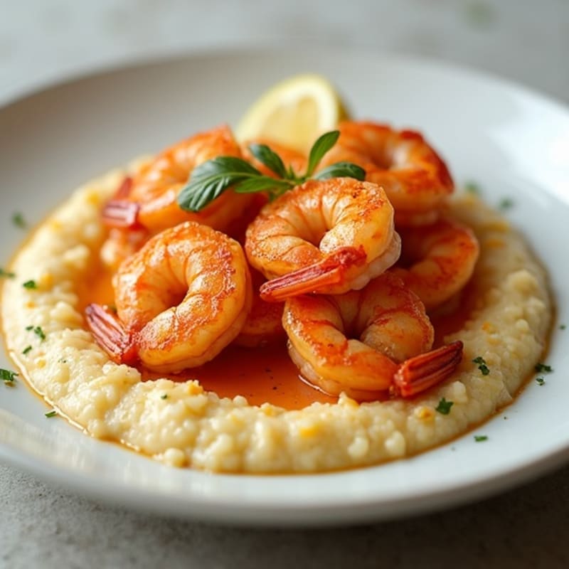 Spicy Pan-Seared Shrimp with Creamy Grits