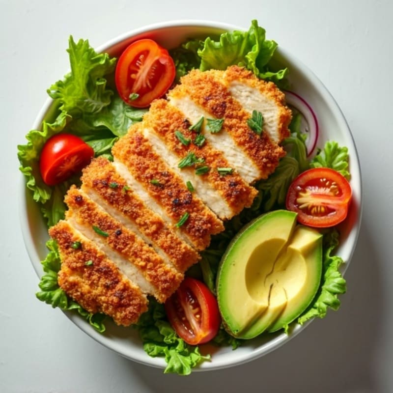 Crispy Chicken and Avocado Salad Bowl