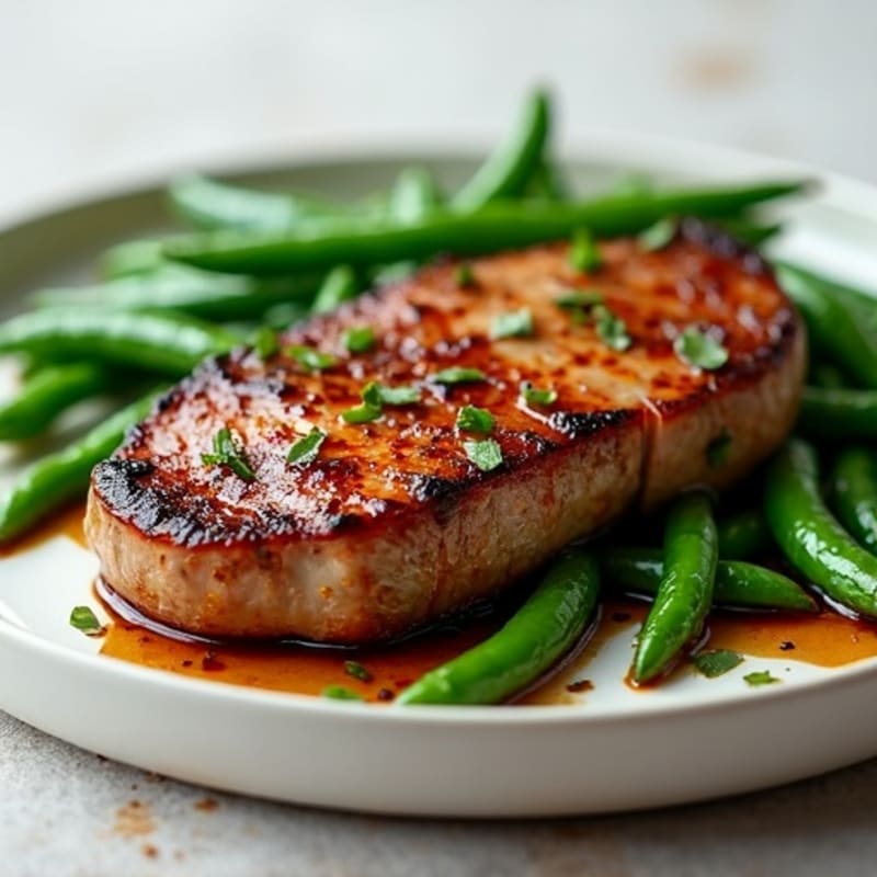 Tender Balsamic London Broil with Roasted Green Beans