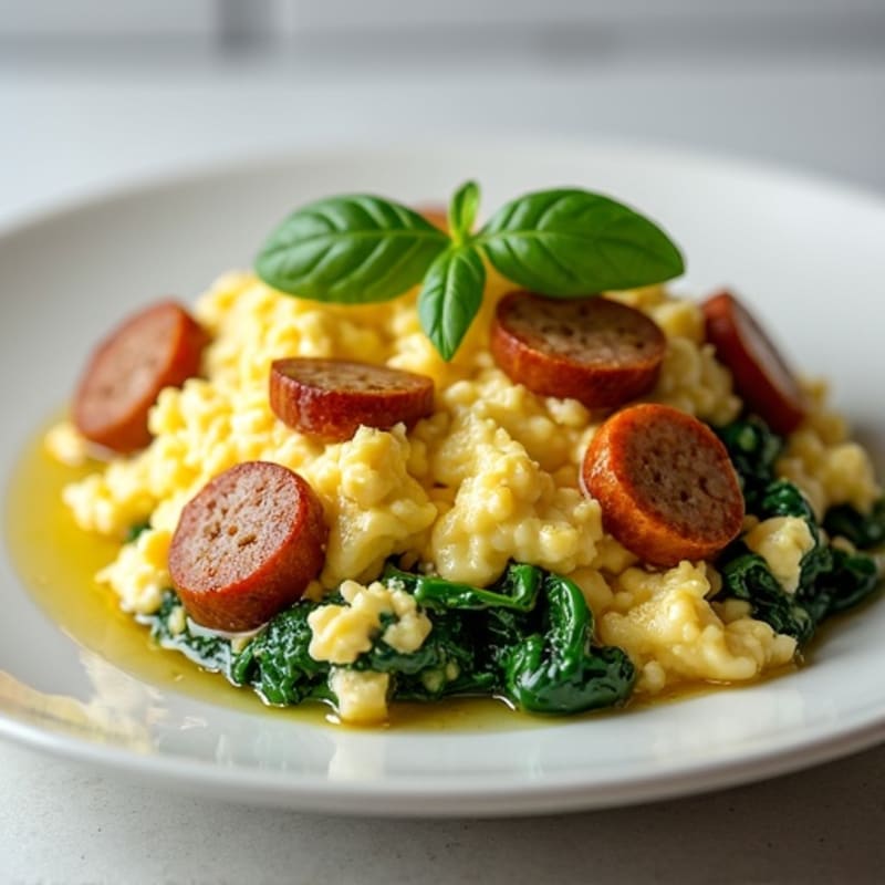 Egg White Scramble with Spinach and Turkey Sausage