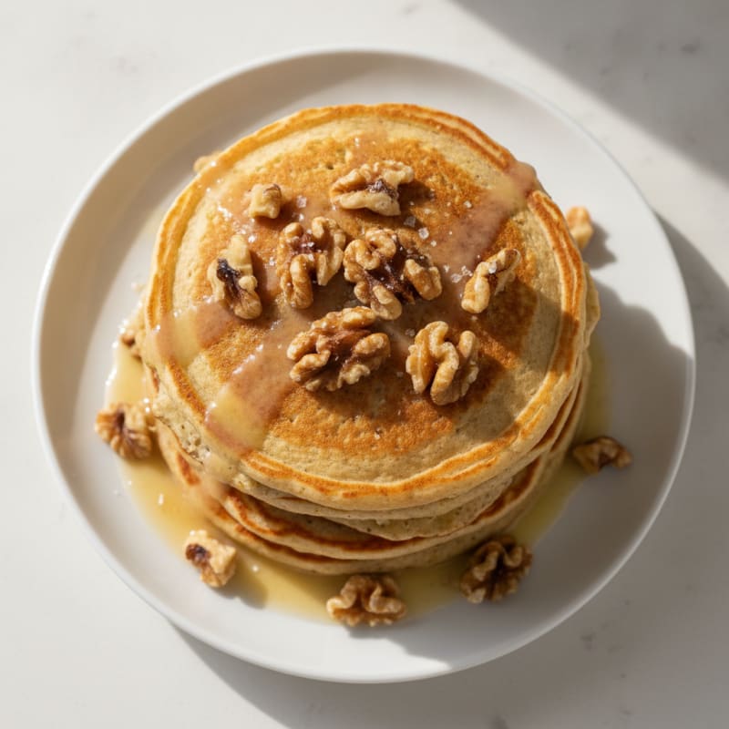 Banana Bread Protein Pancakes with Walnuts