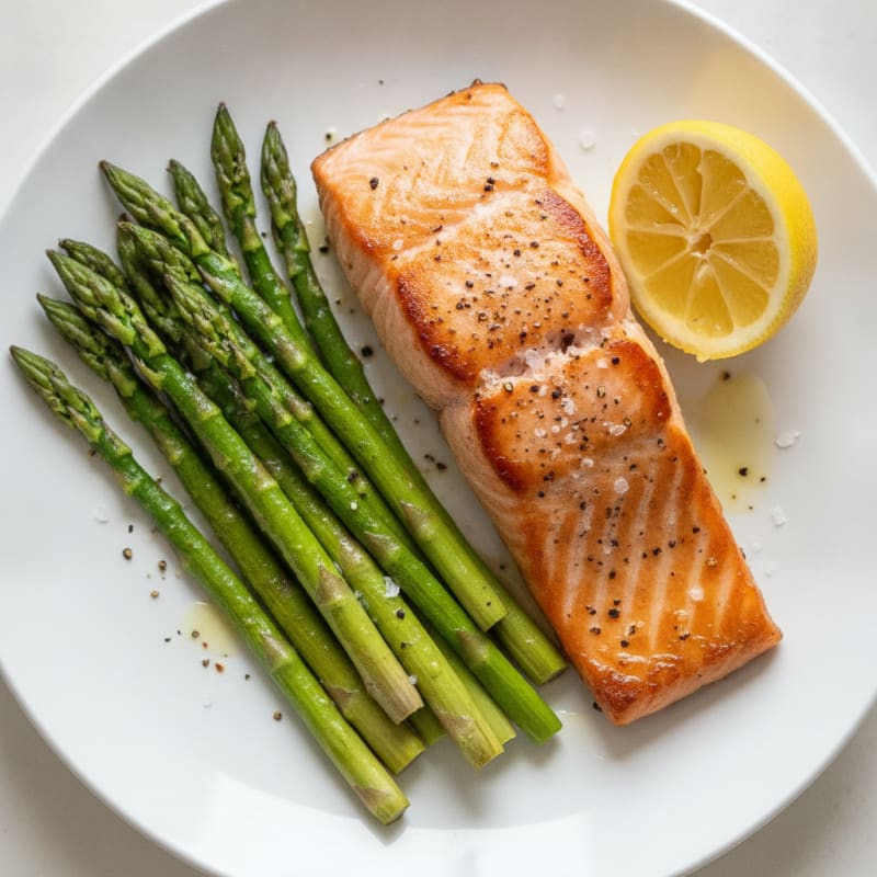 Seared Salmon Fillet with Roasted Asparagus