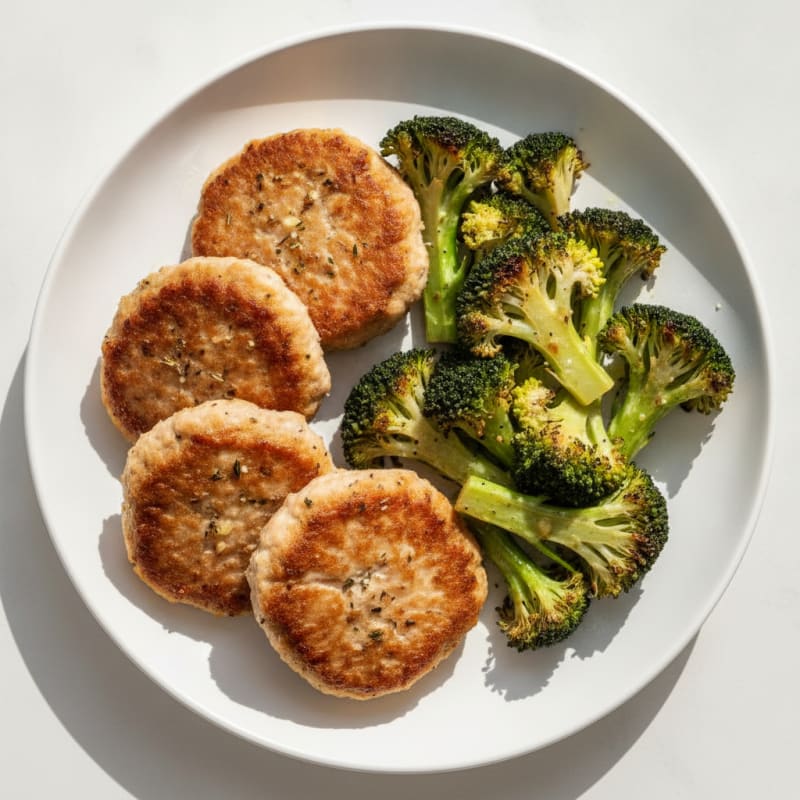 Seared Turkey Patties with Roasted Broccoli