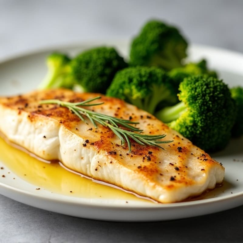 Seared Tilapia with Steamed Broccoli and Lemon
