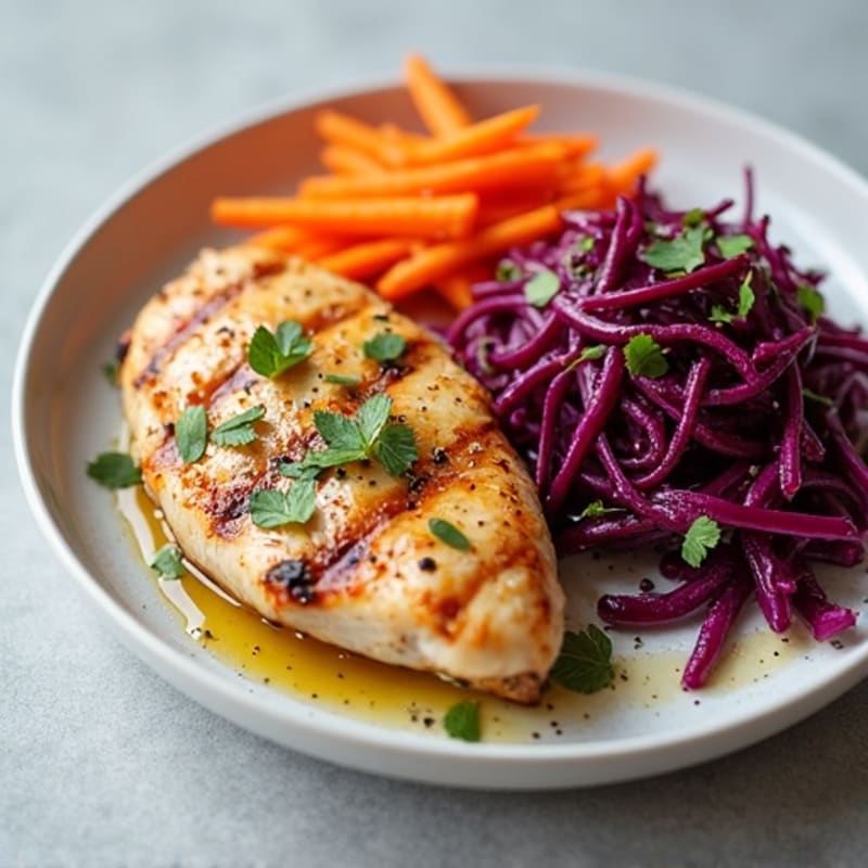 Grilled Chicken Breast with Crunchy Cabbage Slaw