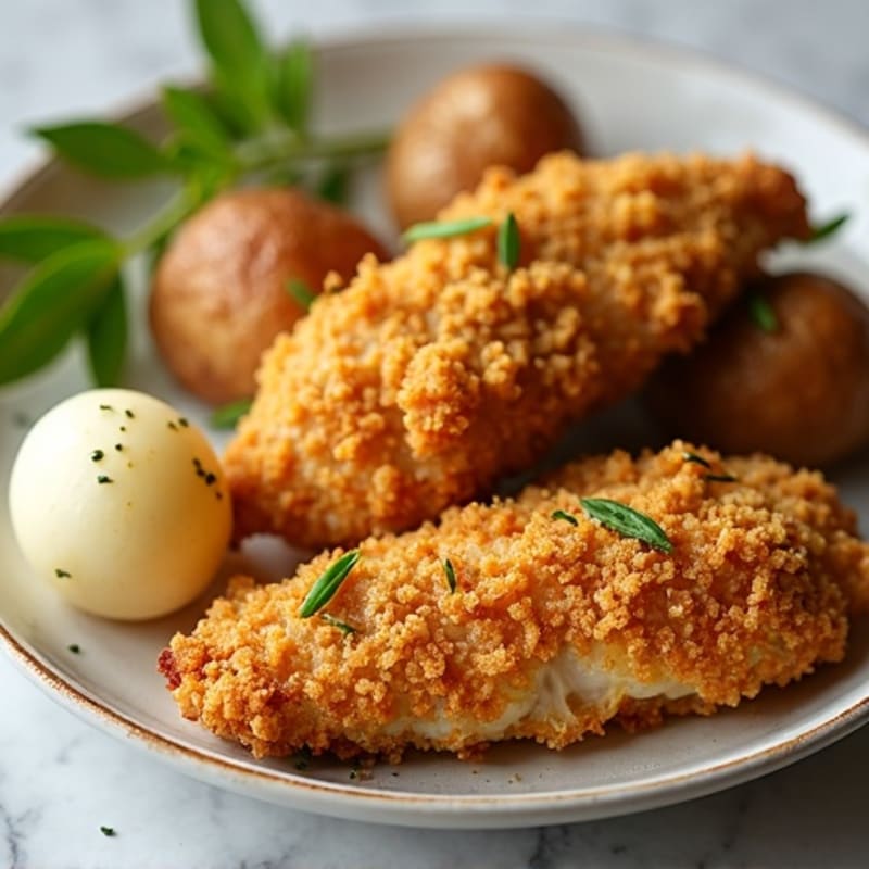 Crispy Baked Chicken Tenders with Herb Roasted Potatoes