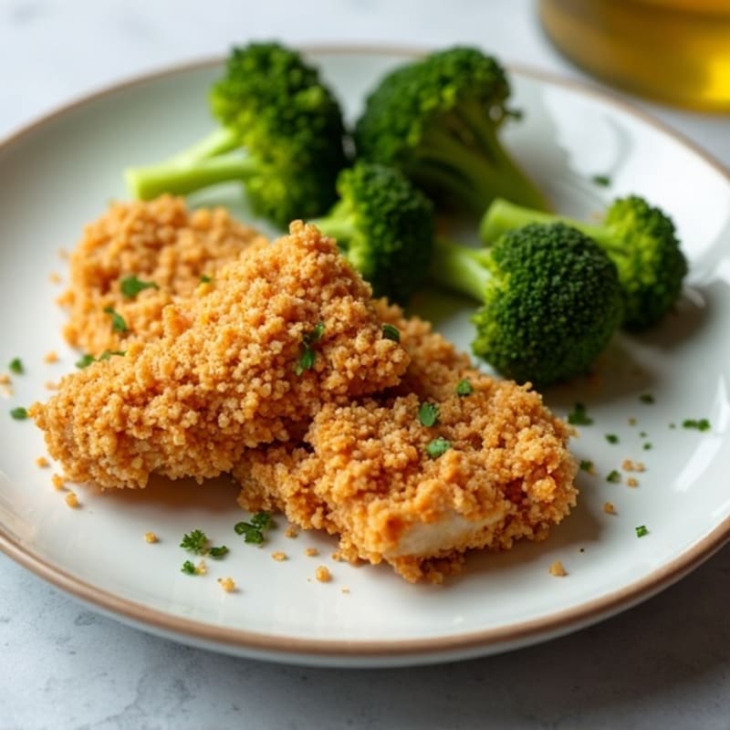 Crispy Baked Chicken Strips with Roasted Broccoli