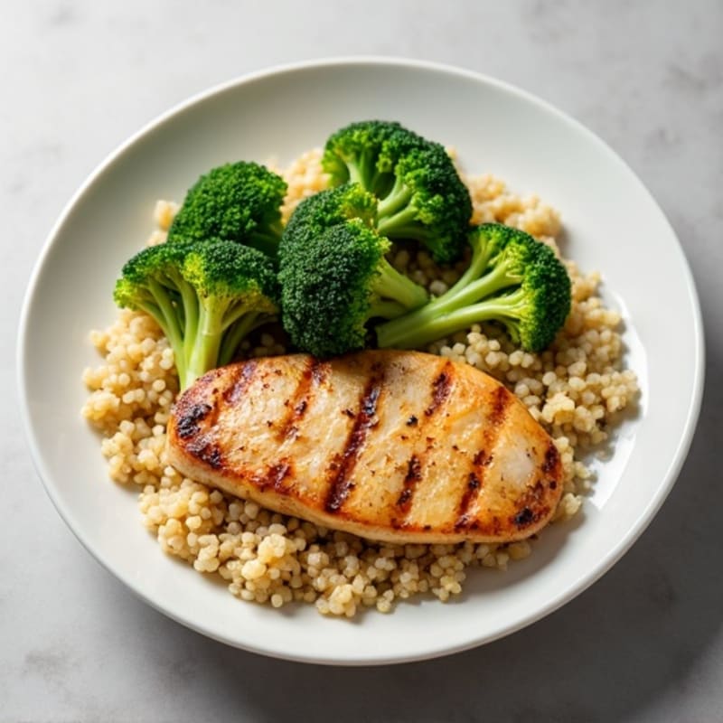 Grilled Chicken Breast with Quinoa and Steamed Broccoli