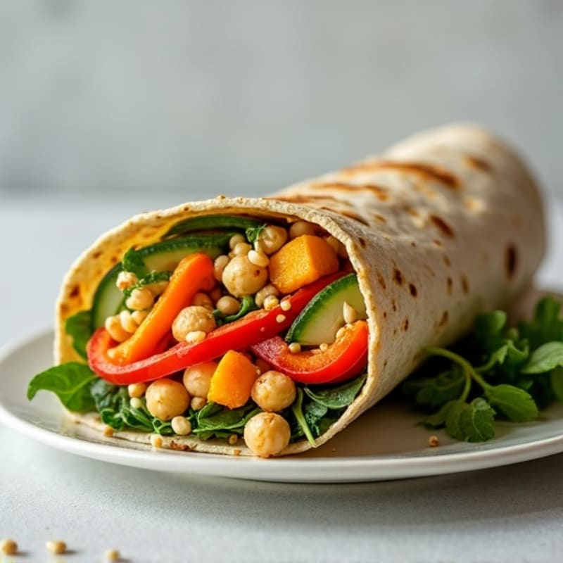 Crunchy Rainbow Vegetable Wrap with Herb-Cashew Spread
