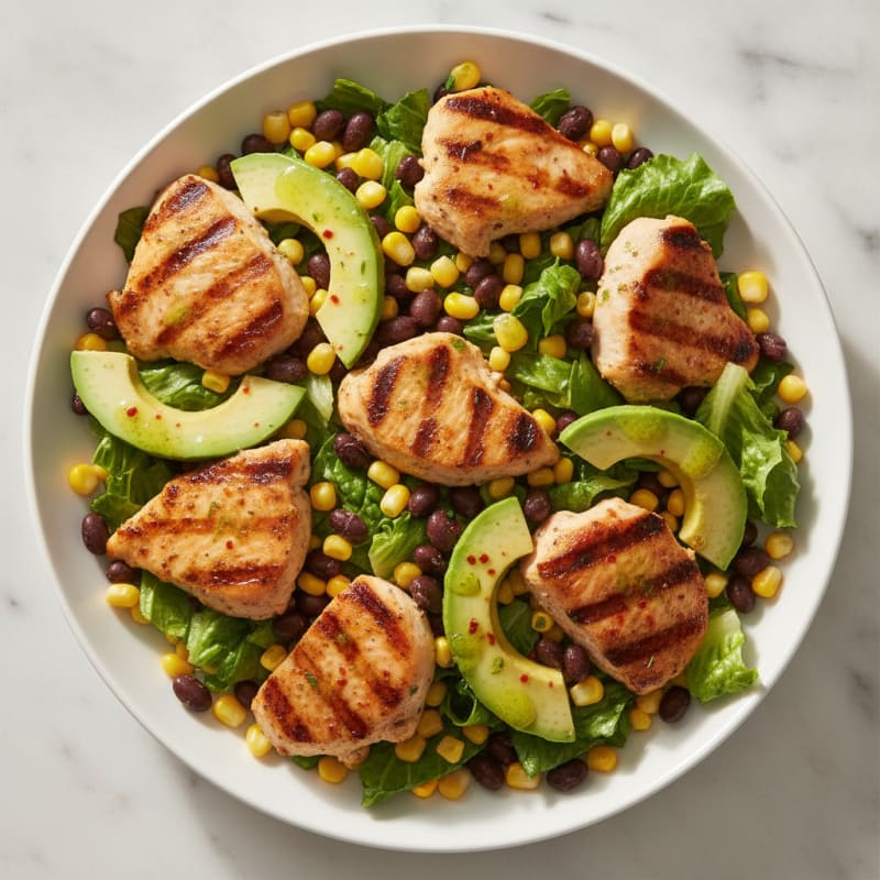 Grilled Chicken and Black Bean Salad with Corn and Romaine