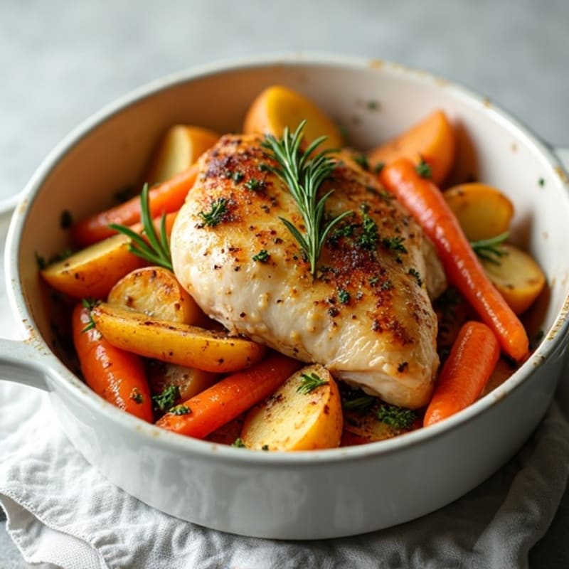 Herb-Roasted Chicken and Root Vegetable Bake