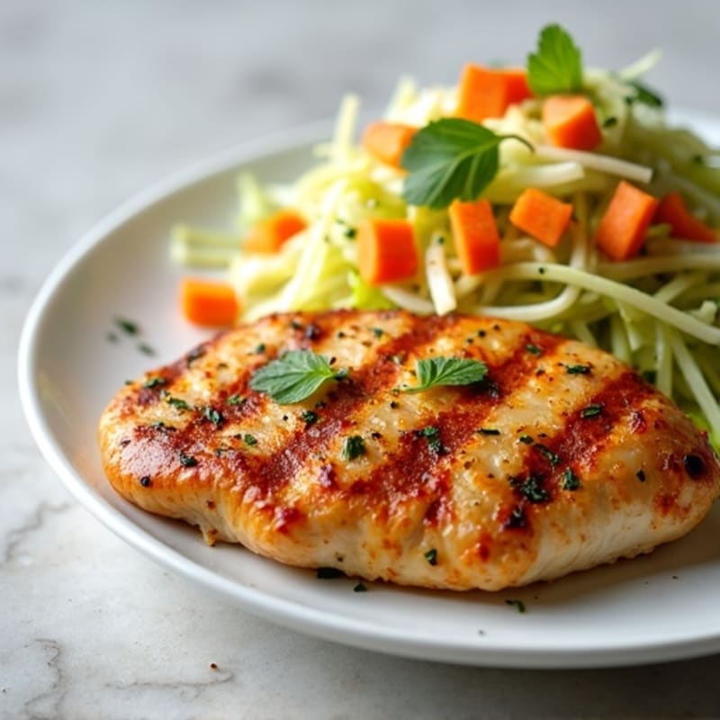 Grilled Chicken Breast with Crunchy Cabbage Slaw