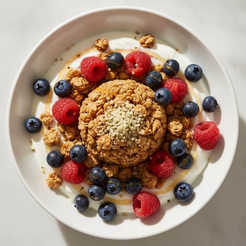 Creamy Greek Yogurt Bowl with Protein Granola and Mixed Berries